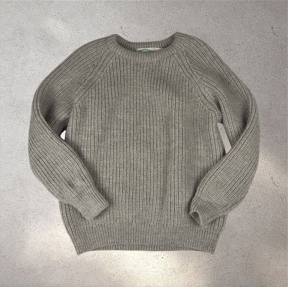Arancrafts Ribbed Wool Sweater Men's L Gray 100% Wool Ireland Chunky Crewneck